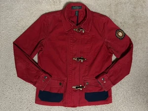 LAUREN RALPH LAUREN Damen FEUERWEHRMANN JACKE Gr. MEDIUM Karabiner rot Denim - Bild 1 von 19