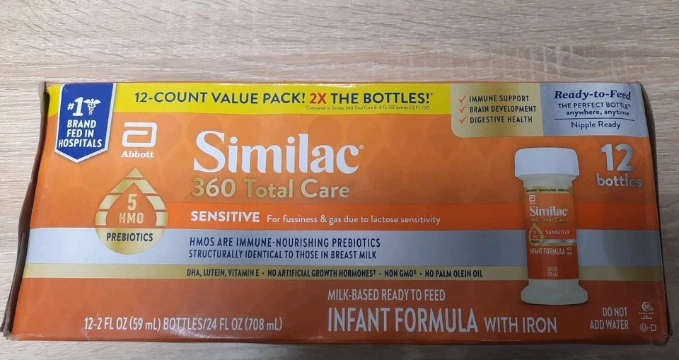 Similac 360 Total Care Sensitive RTF Baby Formula 2 Oz Bottles 4 Ct - Exp 3/26