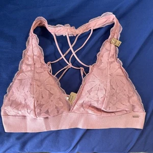 NEW Victoria's Secret pink strappy lace Bralette size medium light pink - Picture 1 of 14