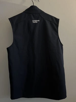 100% Authentic Goldman Sachs Vest Men Size M Navy Blue Full Zip Embroidered - Image 1 of 4