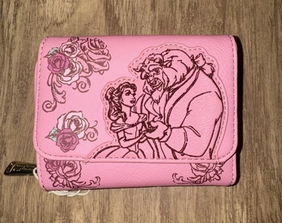 Cartera Loungefly La Bella y la Bestia Bella Floral Rosa Cremallera Alrededor NUEVA Con Etiquetas Foto 1 de 4