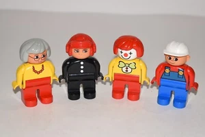 Vintage DUPLO Lego Minifigures Lot of 4 - Fire Man, Woman Clown Worker 1990s - Picture 1 of 3