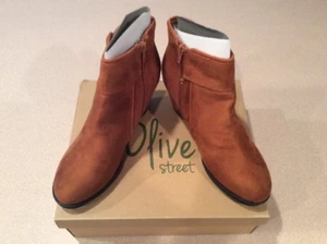 Olive Street Black Womens Wedge Boot Cognac Size 9.5 - Picture 1 of 7