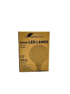 LED Lampe Opal Streifen greenandco® Vintage Design dimmbar E27 G125 4W 350lm NEU - Bild 1 von 3