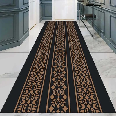 Runner Rug Hallway, Black Brown Carpet, Long Entryway Rug, Geometric Floor Mat, - Image 1 of 4