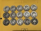 New ListingLot of 15 25c Washington 90% Silver Quarters 1943-1964