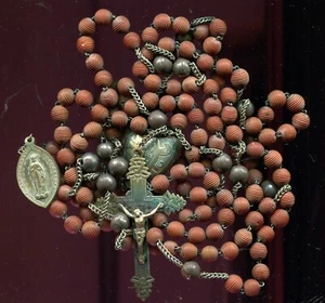 GROSSER KATHOLISCHER ROSENKRANZ XIX EME UNSERE DAME VON SCHWERES 60 ZOLL MIT MEDAILLE - Bild 1 von 12