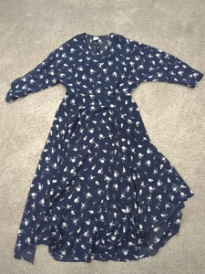 CAbi Dress Womens 6 Blue Floral 3/4 Sleeve Pemberly Dream Handkerchief Midi - Picture 1 of 8