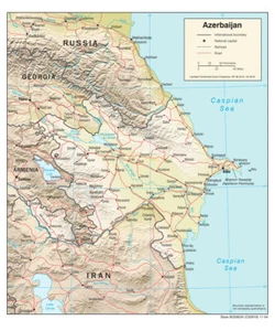 Azerbaijan Physical Geography Geographic Physiographic Map Country Nation Print - Picture 1 of 1