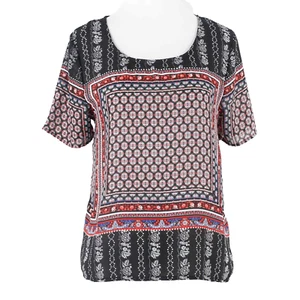 Im In Love With Derek Top Sz L Red Black Multicolor Sheerish 100% Polyester Top - Picture 1 of 10