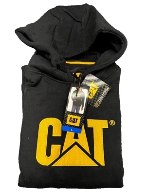 CAT CATERPILLAR "CLÁSICO NEGRO" PESADO "GRAN LOGO" SUDADERA CON CAPUCHA 2XL XXL Foto 1 de 4