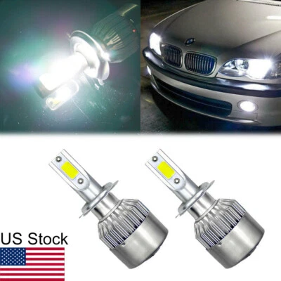 For BMW E46 325i 328i M3 H7 White 6000K LED High Low Beam Headlight DRL Bulbs 2x - Image 1 of 4
