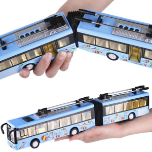 Double Tram Bus Model 1:50 Alloy Pull Back Sound Light Music Toys for Boys Kids