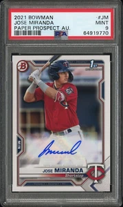 2021 Bowman Papier Prospekt Auto Jose Miranda #PAPR-JM PSA 9 neuwertig Autogramm Zwillinge - Bild 1 von 2