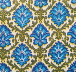 Vintage Mid Century Baumwolle Nähen Stoff Dekorateur 48"x55" blau grün - Bild 1 von 9