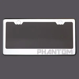 Mirror Chrome License Plate Frame PHANTOM Laser Engraved Metal Screw Cap - Bild 1 von 8
