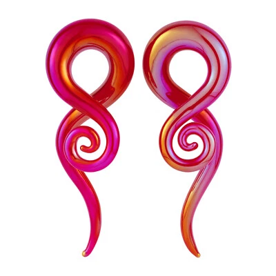 2件装手工玻璃螺旋锥形塞耳规扭转拉伸器4G-14毫米全新 — 第 1/4 张图片