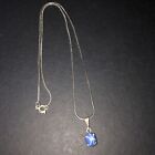 Blue Star Ruby Silver Necklace - 2ct  Blue Saphire w Silver Chain