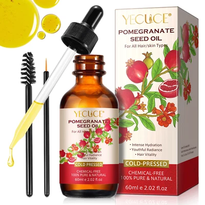 Natural Castor Oil Pomegranate Seed Oil Glass Bottles w/ Dropper - Image 1 of 4