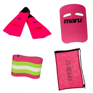 MARU SWIMMING SET - SHORT FINS - BAG - PULL BUOY - KICKBOARD - PINK 4PC - Picture 1 of 8