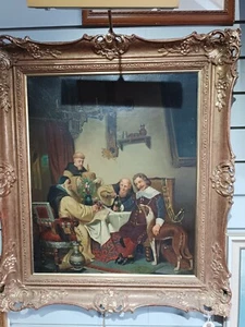 19th c. Dutch School Oil Painting Of Confidence Trickster Monks - Picture 1 of 16