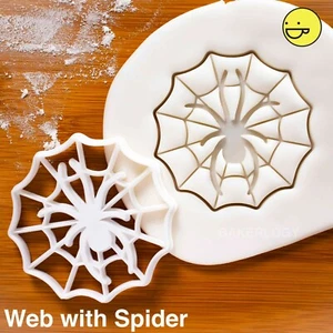 Spider in Cobweb cookie cutter | treats web Halloween party spiderweb biscuit - Picture 1 of 4