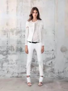 $775 IRO "Lewis" Lace and Leather Jacket SZ 0 XS Ivory Guipure Cutout Crochet - Picture 1 of 14