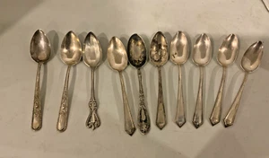CUCCHIAINI DA TÈ ARGENTO STERLING LOTTO MISTO DI 10 - Foto 1 di 4