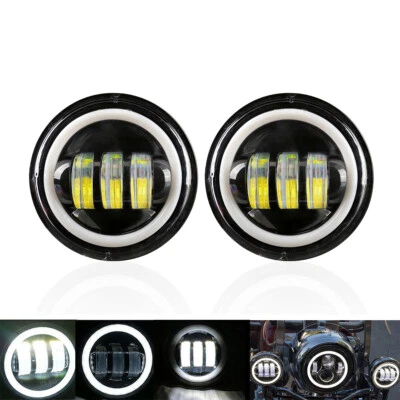 Par Proyector LED Redondo 4.5" Pulgadas Luz Antiniebla Ojos de Ángel Motocicleta Anillo DRL Foto 1 de 4