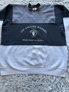 Los Angeles Raiders Sweatshirt Men XL Gray Black Football Vintage 90s USA Nutmeg - Picture 1 of 11