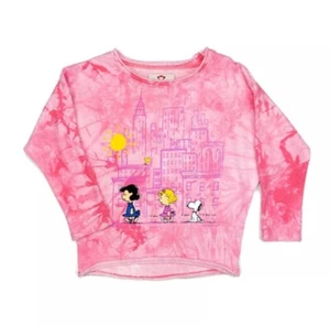 Appaman Peanuts Slouchy Sweatshirt Light Pink Tie Dye Girls Size 4T NWT - Picture 1 of 3