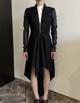 Chaqueta Abrigo de Cuero con Cremallera Willow Owens Lana Cachemira Seda Asimétrico Gótico Foto 1 de 4