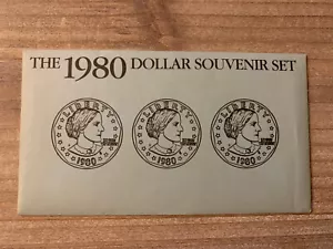 The 1980 Dollar Souvenir Set Susan B. Anthony Dollar 3 Coins - Picture 1 of 6