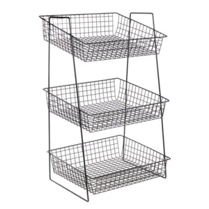HUBERT Merchandising Rack 3 Tier Black - 16"L x 13 1/2"W x 27H - Picture 1 of 3