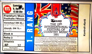 COUNTRY MUSIC FESTIVAL 1991 FRANKFURT - Original Ticket - Eintrittskarte - Pass - Photo 1/1