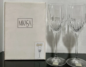 Mikasa Artic Lights Crystal Wine Water Goblets 9 in Set Of 2 - Picture 1 of 9