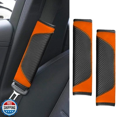 Almohadilla para cubierta de cinturón de seguridad de coche ongfuwu 2 piezas, cuero suave de fibra de carbono S Foto 1 de 4