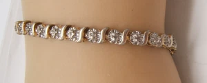 VTG 2 COLOR STERLING SILVER BRACELET TENNIS 7 3/8” - Picture 1 of 6