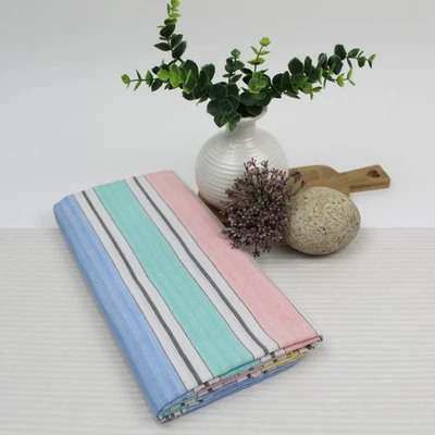 Vintage Tablecloth inLovely Pastel Colours - Pink, Blue, Green & Yellow. 107cm - Image 1 of 4