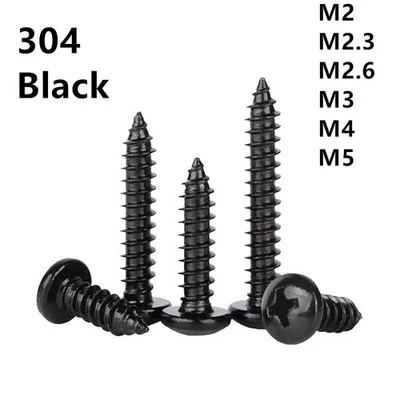 Black Stainless Steel Phillips Small Self Tapping Screws M2 M2.3 M2.6 M3 M4 M5 - image 1 of 4