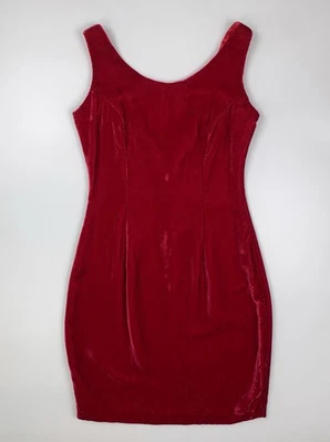 Vestido De Colección Años 90 Gunne Sax Jessica McClintock Rojo Terciopelo Cóctel Baile de graduación 7/8 Defecto Foto 1 de 4