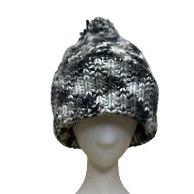 Columbia Womens Black Gray Acrylic Knit Pom Winter Beanie Hat One Size Fits All - Image 1 of 4