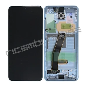 DISPLAY SAMSUNG ORIGINALE G980 G981 BLU S20 4G 5G 2020 SENZA CAMERA TOUCH LCD - Picture 1 of 1