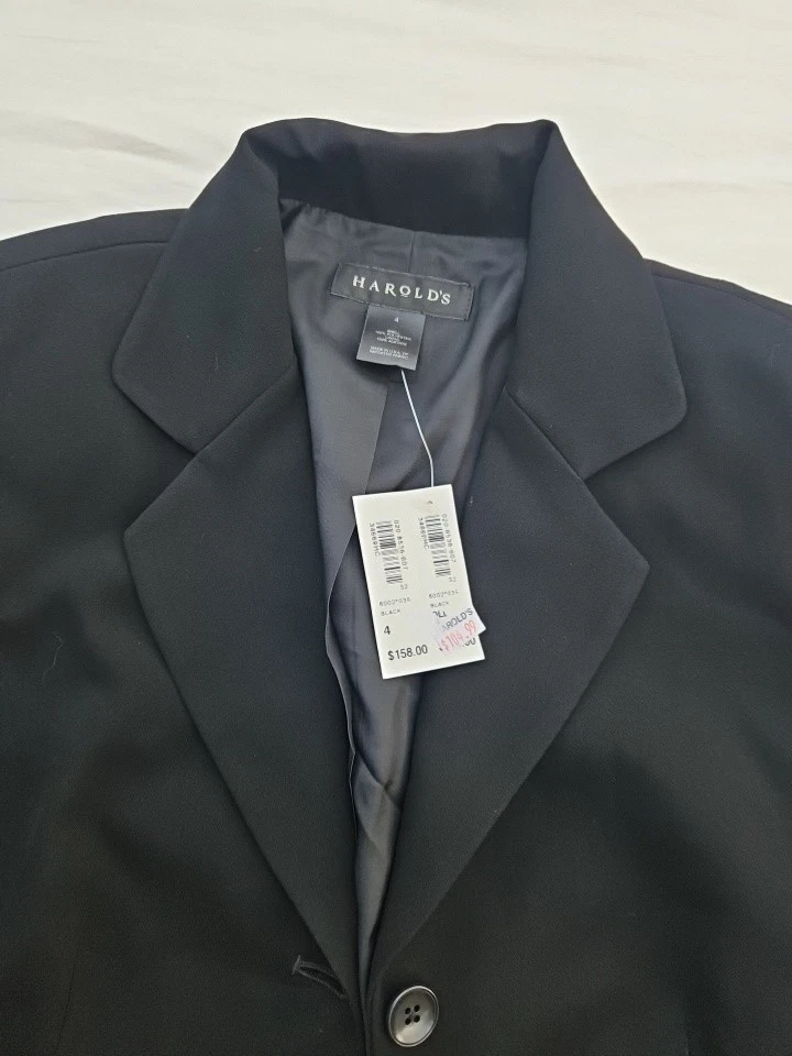 Chaqueta Blazer De Colección Harold's Italia Talla 4 Negra Versátil Elegante Forrada Nueva Foto 1 de 4