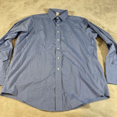 Brooks Brothers Mens Dress Shirt 17 34 Blue Traditional Fit Non Iron French Cuff - Image 1 of 4