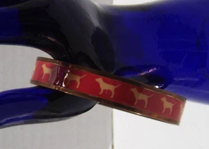 Rare Vtg Signed Victoria's Secret Y2K PINK Dog Enameled Brass Bangle Bracelet - Picture 1 of 5