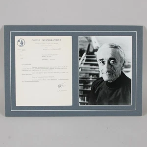 Jacques Cousteau signierter Briefaufsteller - Echtheitszertifikat JSA - Bild 1 von 4