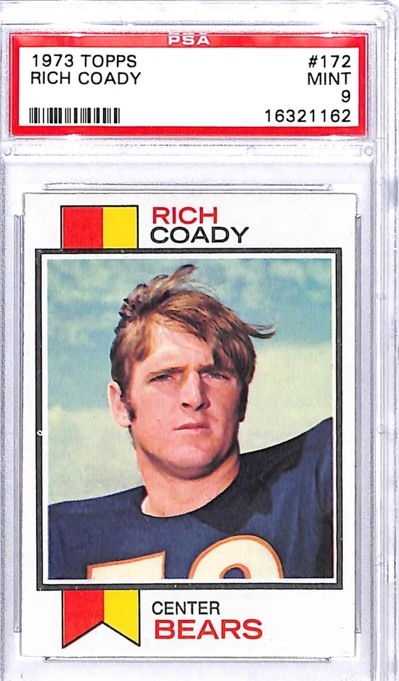 1973 Topps #172 Rich Coady Chicago Bears Football Card PSA 9 MINT ID:45473 - Image 1 of 2