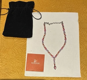 52 rosa/rot/lila Swarovski Kristall Knochen Halskette, schöner Herz Wimpel - Bild 1 von 4