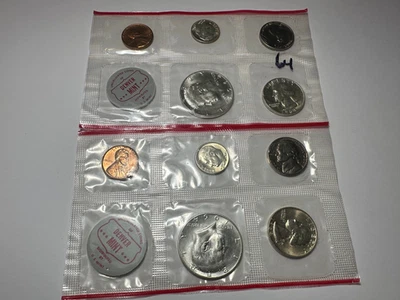 LOT OF TWO 1964-D US PROOF SET SILVER COINS SEALED - Image 1 of 3